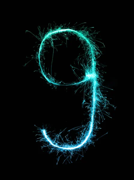 Wunderkerze Feuerwerk Licht Alphabet g (kleine Buchstaben) in der Nacht — Stockfoto