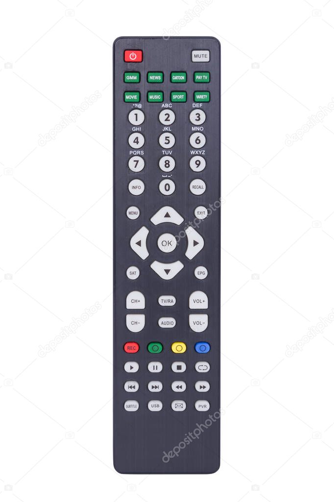 TV remote control on white background