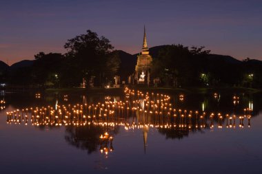 light in Buddha Statue in Loy Kratong Festival, Sukhothai Histor