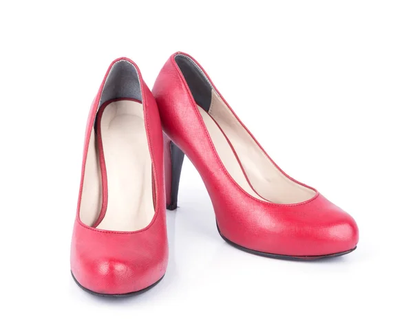 Beyaz üzerine kırmızı yüksek topuk kadın ayakkabı — Stok fotoğraf