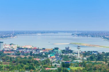 mekong Nehri ile Tay-Lao dostluk Köprüsü Mukdahan, görünümünü