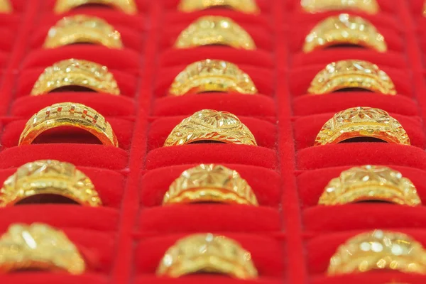 gold rings in gold Showcase.