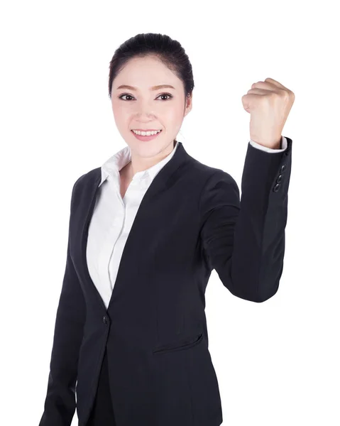 Success / winner business woman isolated on white — Stock Photo, Image