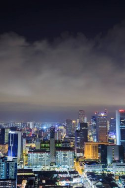 Geceleyin Singapur şehrinin manzarası