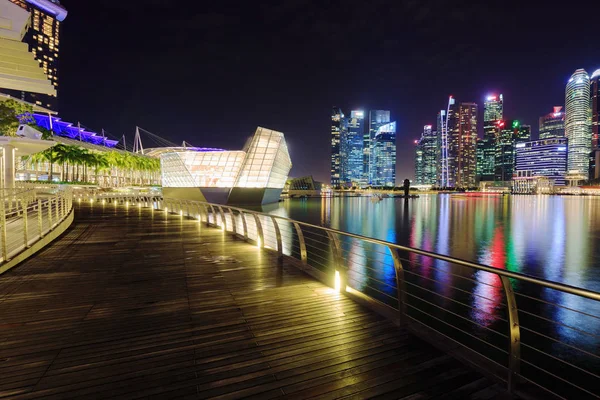 Marina bay front w nocy, Singapur — Zdjęcie stockowe