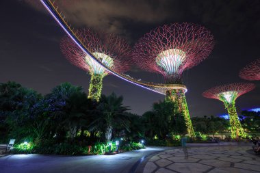 Kimliği belirsiz turist koyunda ışık bahçeleri ziyaret