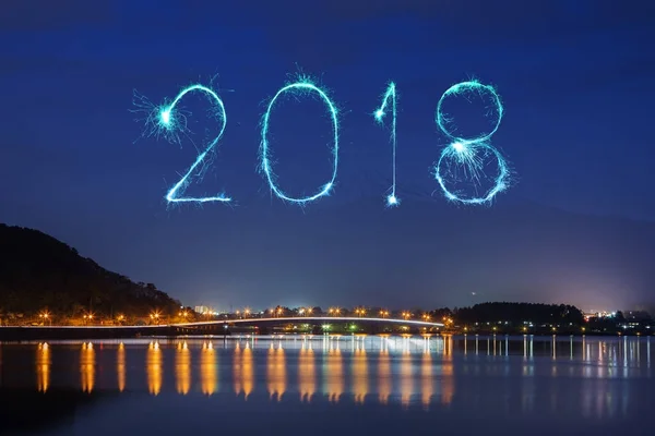 2018 Happy new year firework Sparkle with Fujisan mountain at ni