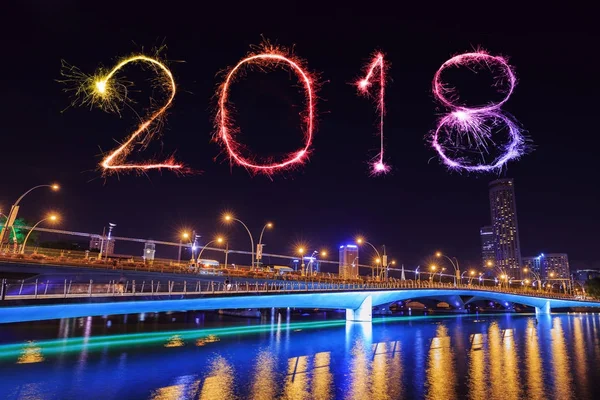 2018 Happy new year firework with Jubilee bridge at night, Singa