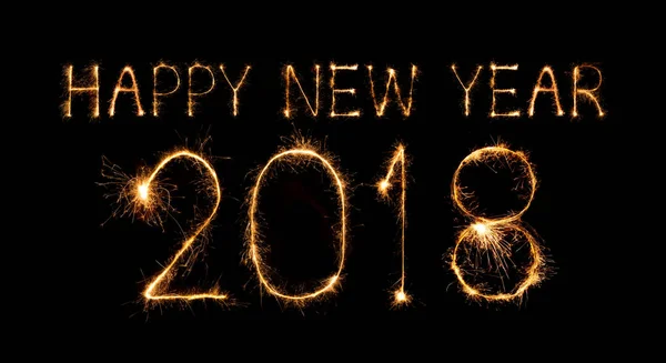 Šťastný nový rok 2018 s jiskrou ohňostroj — Stock fotografie