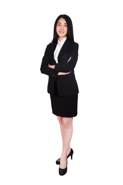 Business woman with arms crossed isolated on white background — Stock Photo, Image