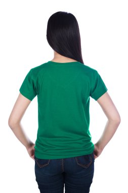 t-shirt beyaz arka plan üzerinde izole kadın