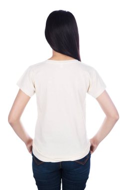 t-shirt beyaz arka plan üzerinde izole kadın