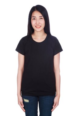 t-shirt beyaz arka plan üzerinde izole kadın