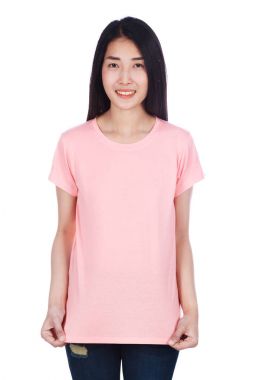 t-shirt beyaz arka plan üzerinde izole kadın