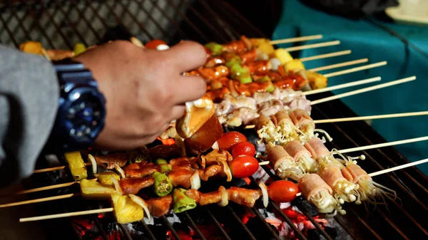 Grillen barbecue varkensvlees stick — Stockfoto