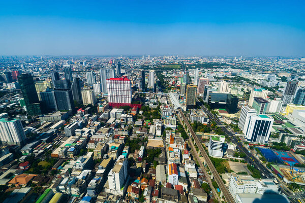 Aerial view of Bangkok city downtown skyline of Thailand , Cityscape