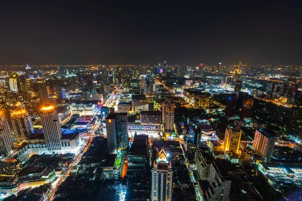 Bangkok stad centrum en wegverkeer 's nachts van Thailand, Ci — Stockfoto