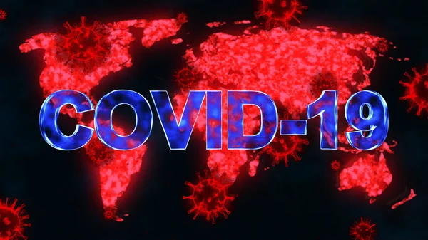 Covid Virustext Eller Coronavirus Sprider Sig Över Världskartan Världspandemi — Stockfoto
