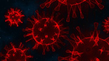 Çin koronavirüsü veya covid-19 virüsü (3D görüntüleme))