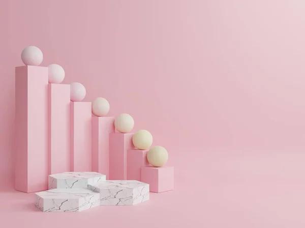 Arkasında pembe arkaplan olan altıgen mermer kürsü