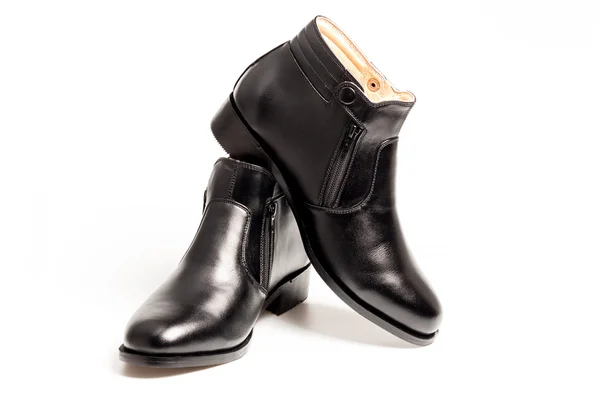 Black patent leather men shoes isolated on white background — Stock Photo, Image
