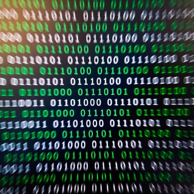 İkili kod yeşil mavi dijital renk siyah arka plan üzerine 