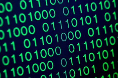 İkili kod yeşil mavi dijital renk siyah arka plan üzerine 