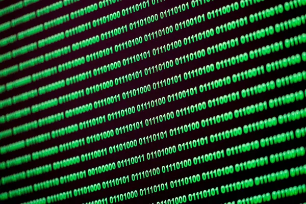 Binary code green blue digital color on black background — Stock Photo, Image