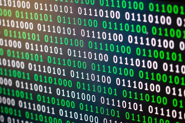 İkili kod yeşil mavi dijital renk siyah arka plan üzerine 