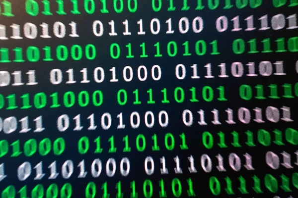 İkili kod yeşil mavi dijital renk siyah arka plan üzerine 