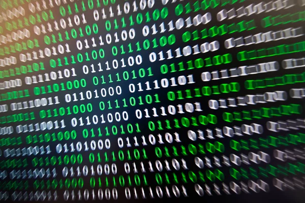 İkili kod yeşil mavi dijital renk siyah arka plan üzerine 