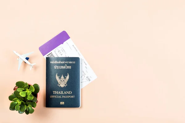 Flat lay e espaço de cópia para o trabalho de design da Tailândia pas oficiais — Fotografia de Stock