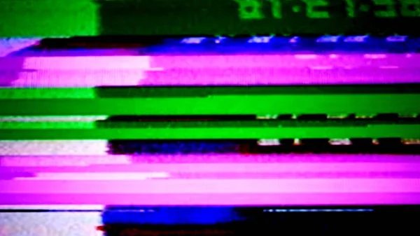 失われた信号Vhsグリッチと光テレビとモニター静的ラインと静的なノイズの色の背景はランダムグリッチ効果です — ストック写真