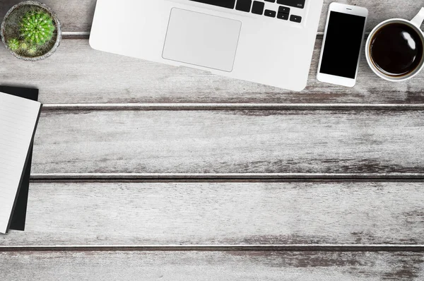 Wood Office Desk Table Top View — Stock Photo, Image