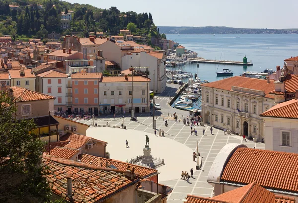 Plaza Tartini en Piran — Foto de Stock