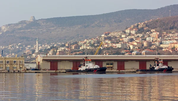 Two Service Boats on Trieste's Waterferont — Stock Photo, Image