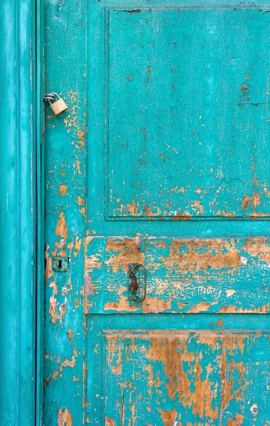 Old Turquoise Wooden Door — Stock Photo, Image