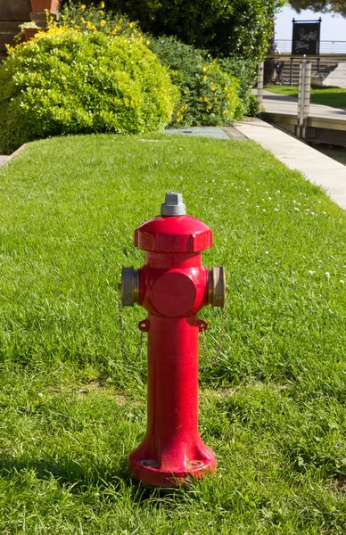 Hidratante vermelho em um parque público — Fotografia de Stock