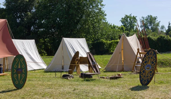 Antico accampamento gallico in una rievocazione — Foto Stock