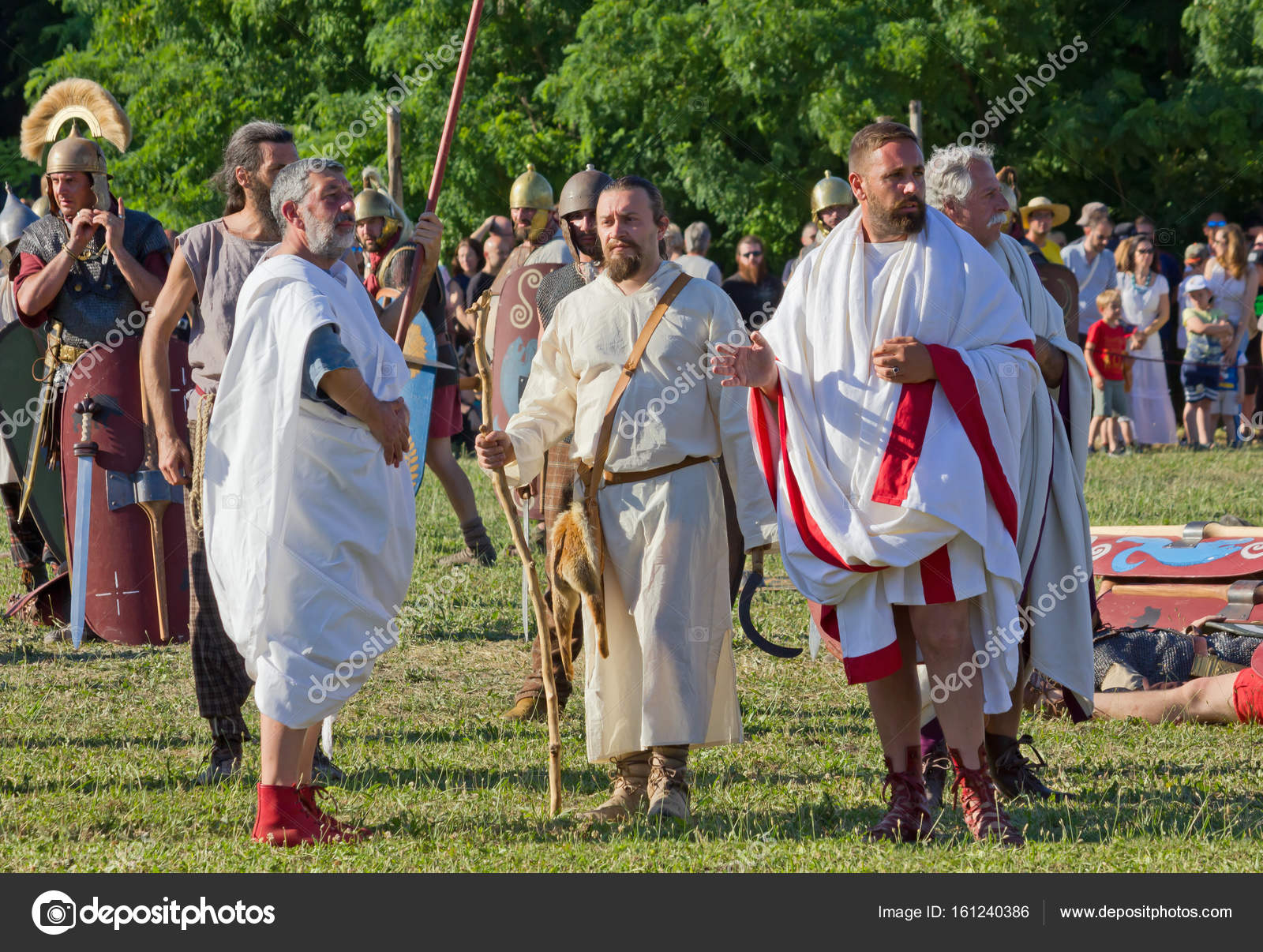 Ancient Roman Magistrates at a Historical Reenactment Stock Editorial