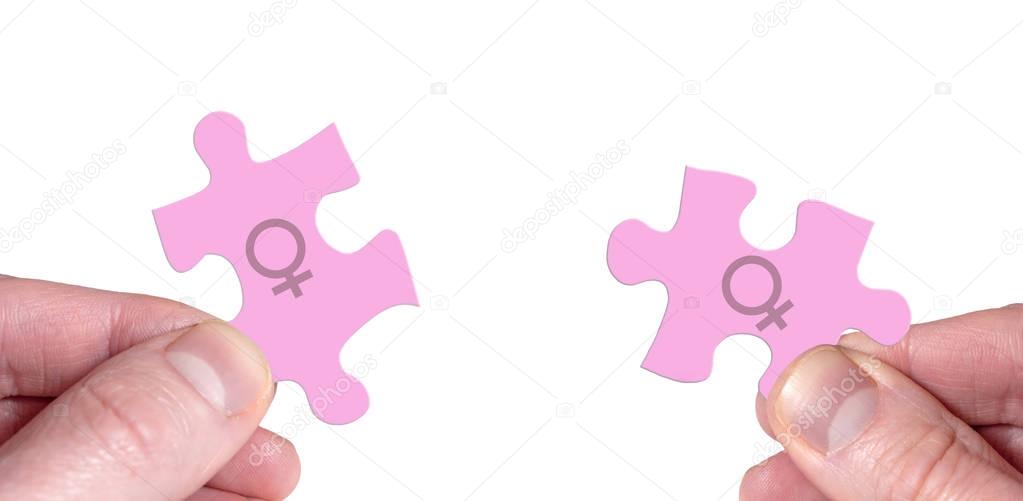 Joining Two Puzzle Pieces with Female Symbols