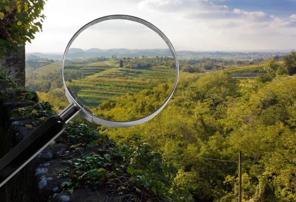 Paisagem rural italiana sob a lupa — Fotografia de Stock