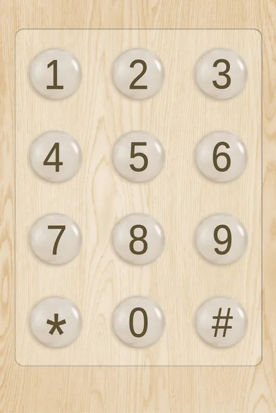 Teclado telefónico sobre textura de madera — Foto de Stock