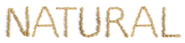 Palavra escrita usando letras feitas com amendoim — Fotografia de Stock