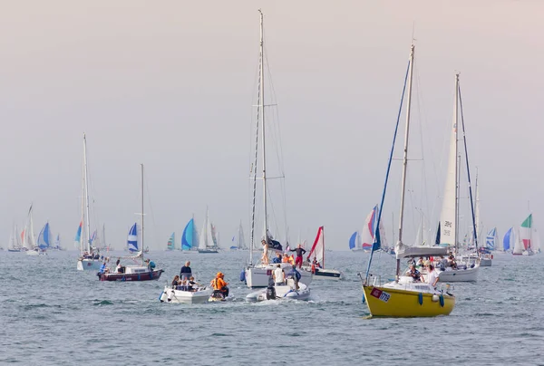 Trieste Italia Octubre 2014 Momento Carrera Barcolana Regata Más Concurrida — Foto de Stock