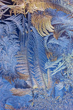 Kış arkaplanı, penceredeki don