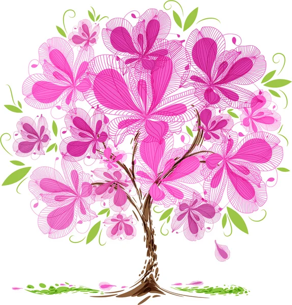 Diseño del árbol de flores, ilustración vectorial — Vector de stock