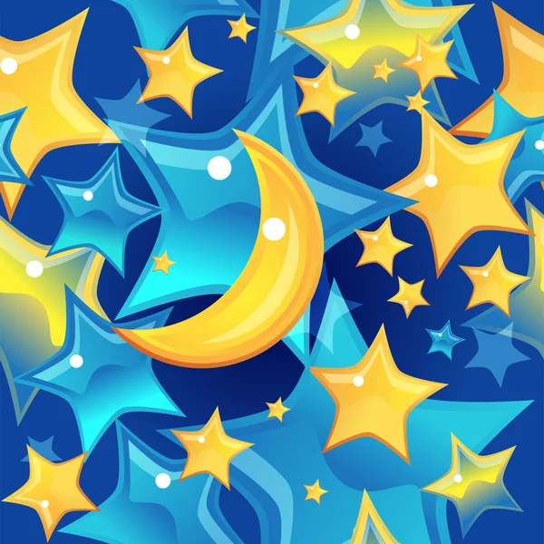 Nahtloser Hintergrund - Sterne und Mond — Stockvektor
