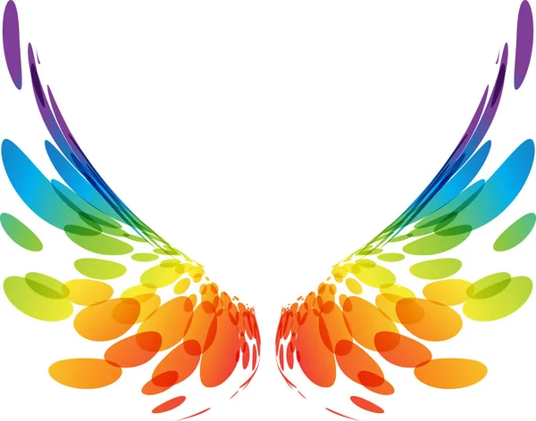 Ζεύγος πολύχρωμα φτερά σε λευκό — Διανυσματικό Αρχείο