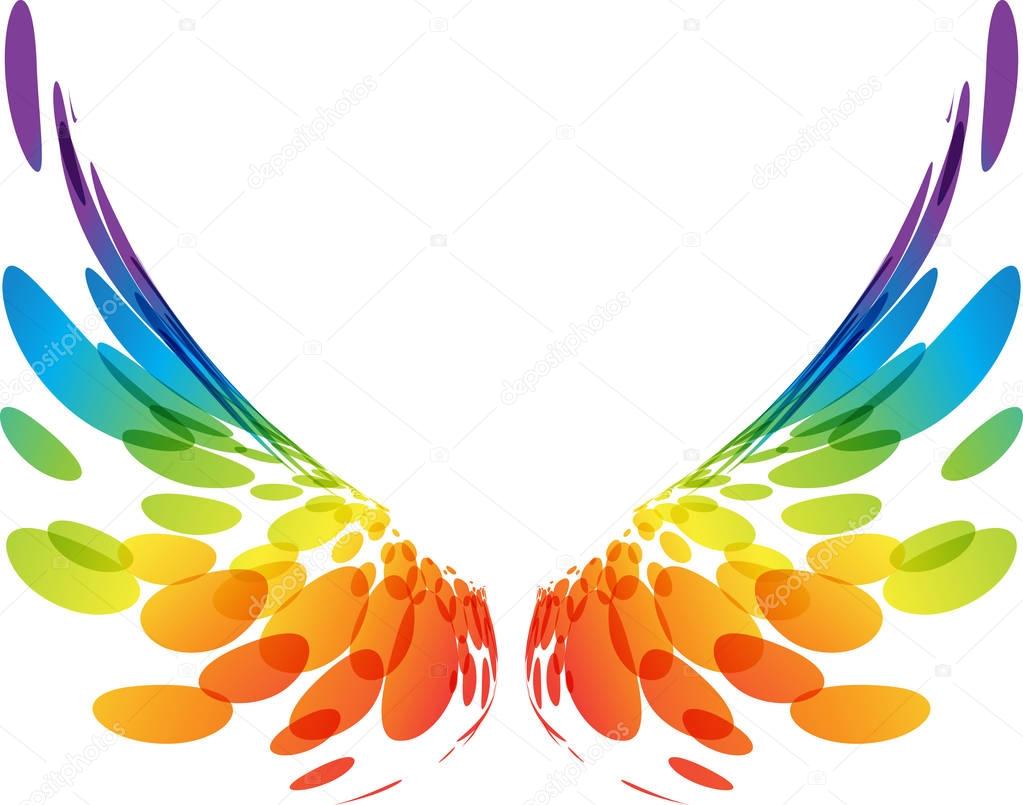 Pair colorful wings on white